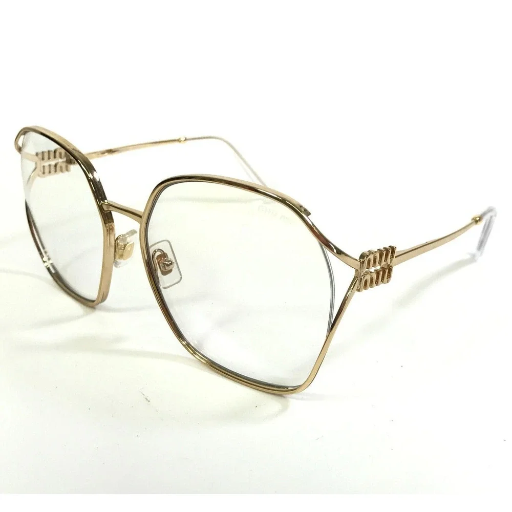 Miu Miu Eyeglasses Frames SMU 52W 5AK-08N Gold Oversized Semi Rim 60-19-125 - Picture 6 of 12